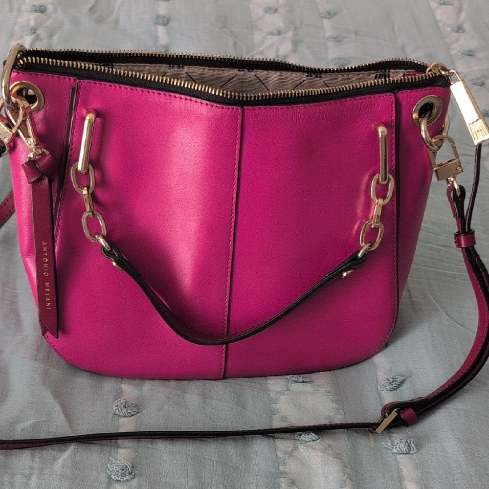 Pink Leather Shoulder Bag